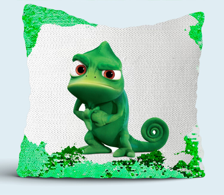 Ящерка подушка с пайетками (цвет: белый + зеленый)