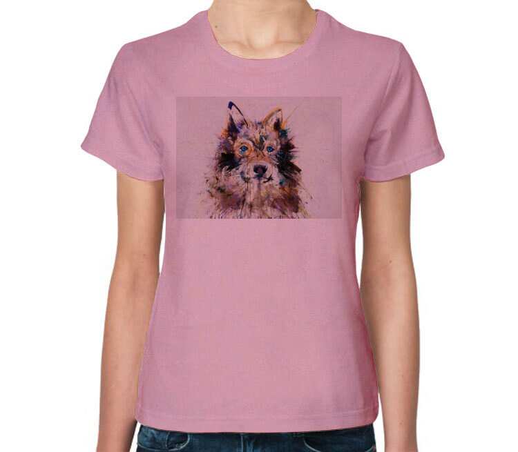 Собачка женская футболка с коротким рукавом (цвет: розовый меланж)