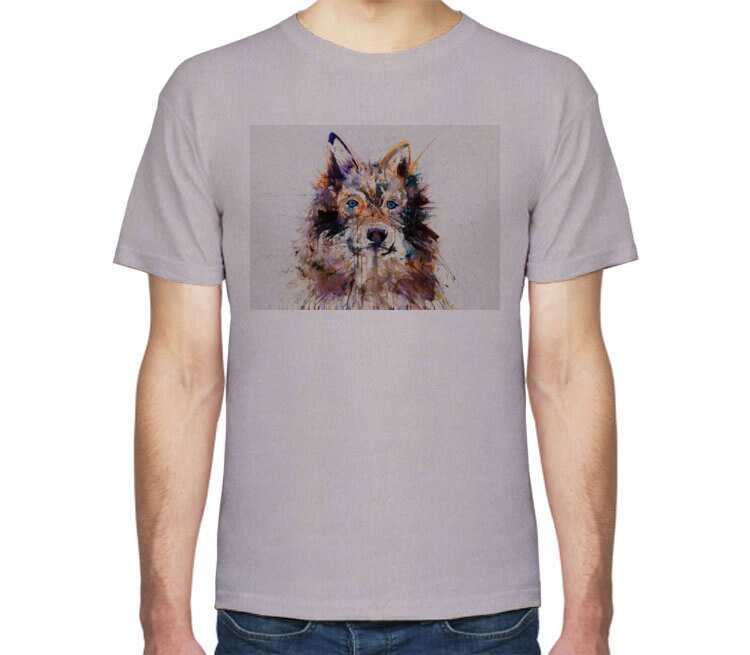 Собачка мужская футболка с коротким рукавом (цвет: серый меланж)