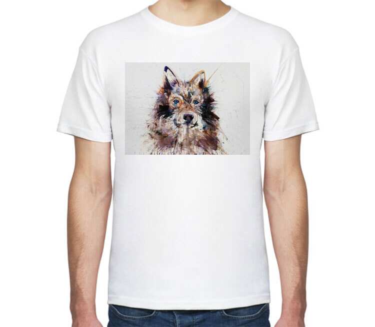 Собачка мужская футболка с коротким рукавом (цвет: белый)