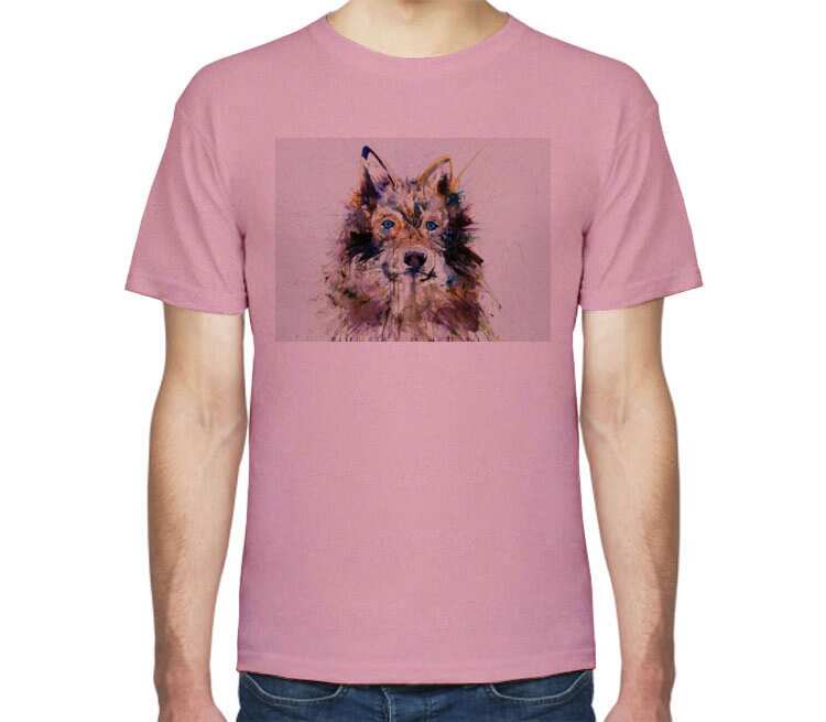 Собачка мужская футболка с коротким рукавом (цвет: розовый меланж)