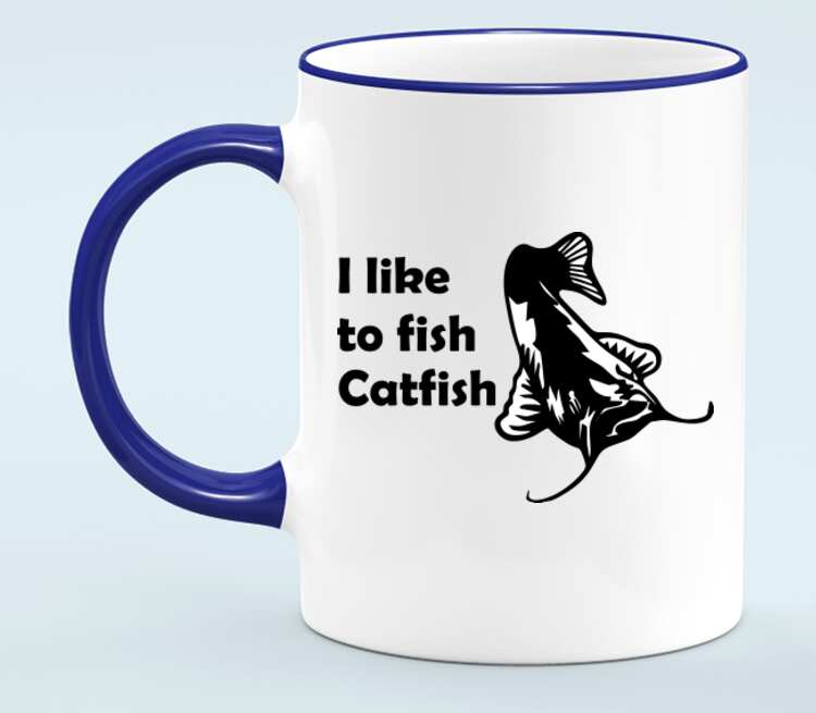 I like to fish Catfish кружка с кантом (цвет: белый + синий)