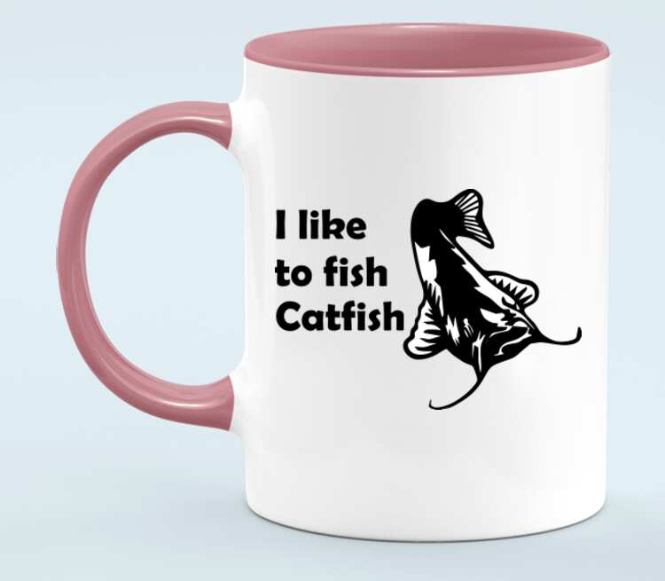 I like to fish Catfish кружка двухцветная (цвет: белый + розовый)