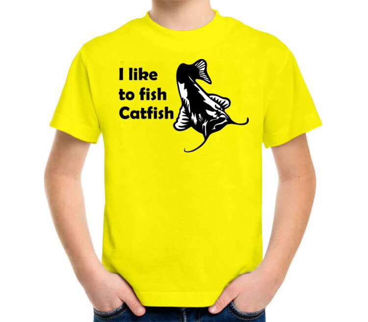 I like to fish Catfish детская футболка с коротким рукавом (цвет: лимон)