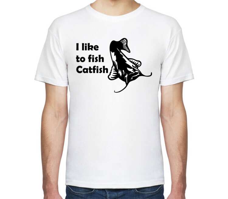 I like to fish Catfish мужская футболка с коротким рукавом (цвет: белый)