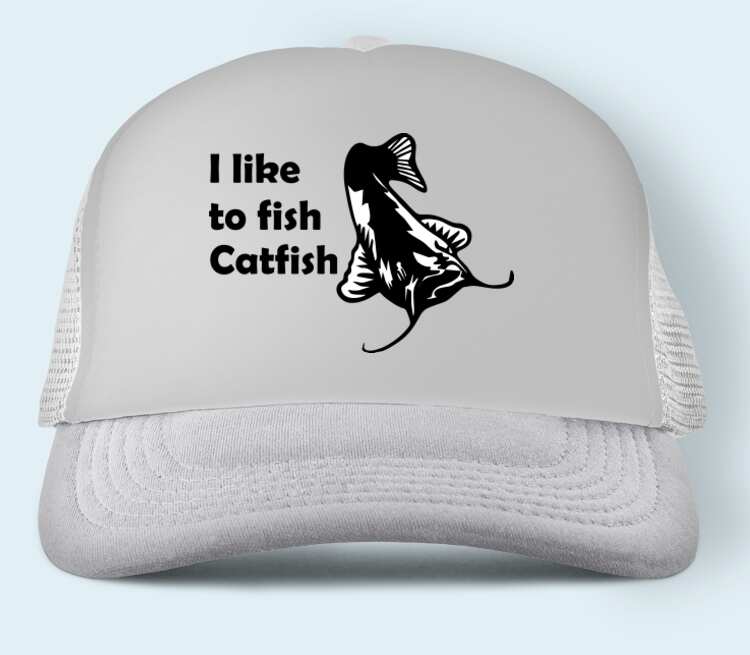 I like to fish Catfish бейсболка (цвет: белый)