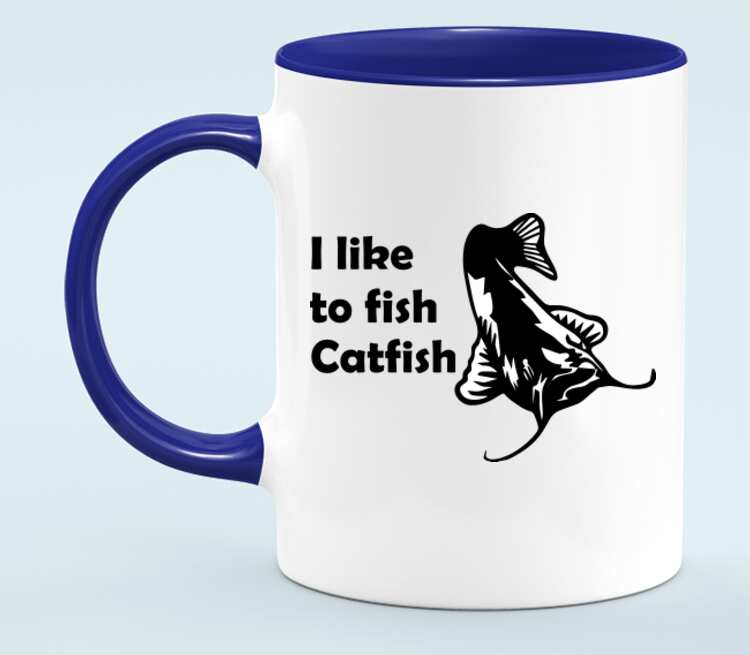 I like to fish Catfish кружка двухцветная (цвет: белый + синий)