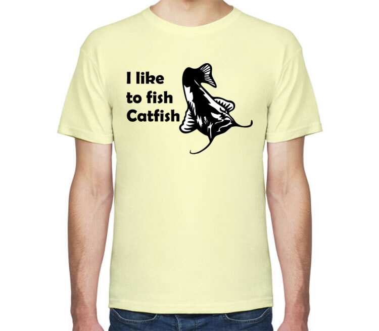 I like to fish Catfish мужская футболка с коротким рукавом (цвет: слоновая кость)