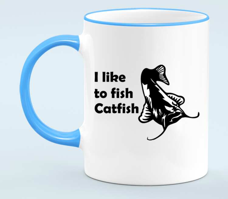 I like to fish Catfish кружка с кантом (цвет: белый + голубой)
