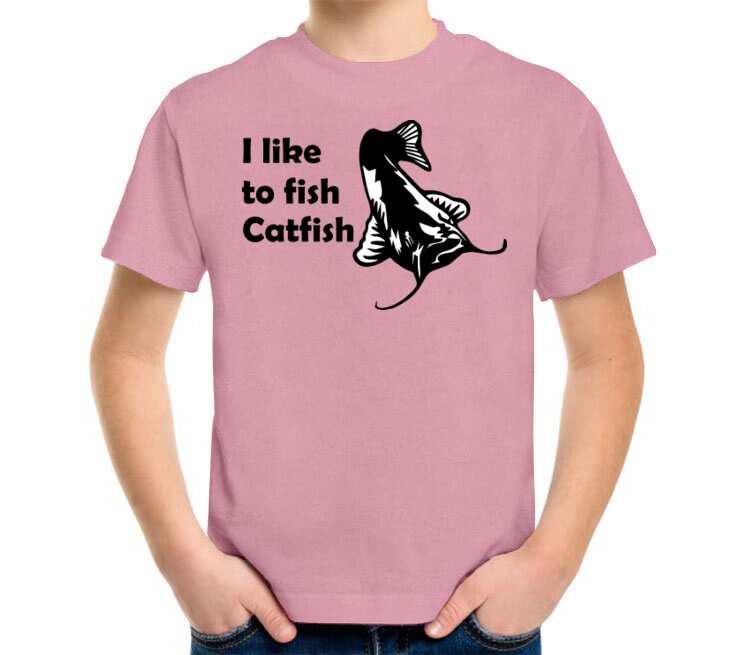 I like to fish Catfish детская футболка с коротким рукавом (цвет: розовый меланж)