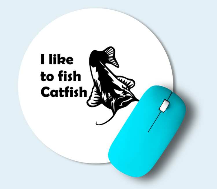 I like to fish Catfish коврик для мыши круглый (цвет: белый)