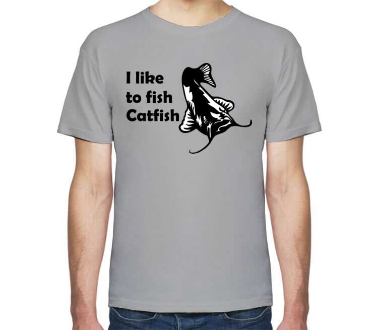 I like to fish Catfish мужская футболка с коротким рукавом (цвет: меланж)