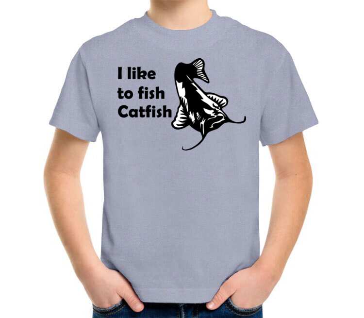 I like to fish Catfish детская футболка с коротким рукавом (цвет: голубой меланж)