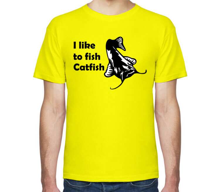 I like to fish Catfish мужская футболка с коротким рукавом (цвет: лимон)