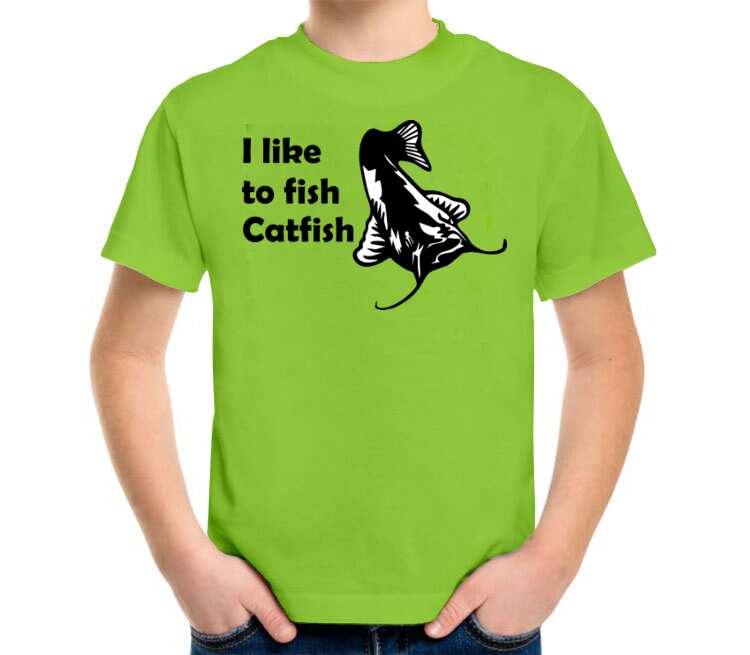 I like to fish Catfish детская футболка с коротким рукавом (цвет: салатовый)