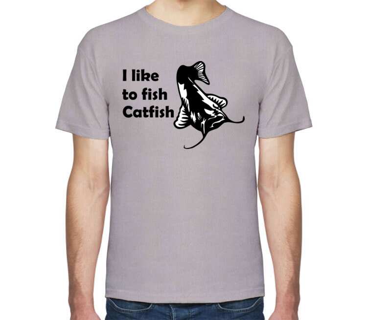 I like to fish Catfish мужская футболка с коротким рукавом (цвет: серый меланж)
