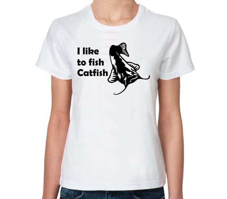 I like to fish Catfish женская футболка с коротким рукавом (цвет: белый)