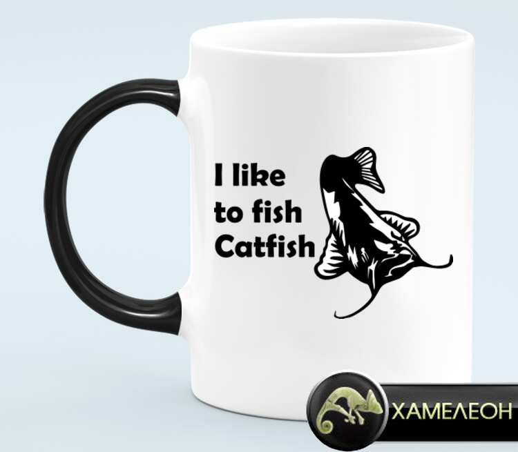 I like to fish Catfish кружка хамелеон (цвет: белый + черный)