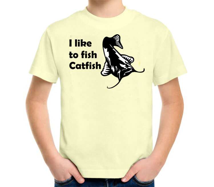 I like to fish Catfish детская футболка с коротким рукавом (цвет: слоновая кость)