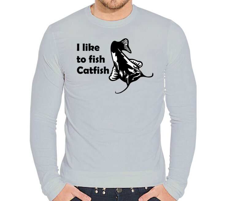 I like to fish Catfish мужская футболка с длинным рукавом стрейч (цвет: серебро)