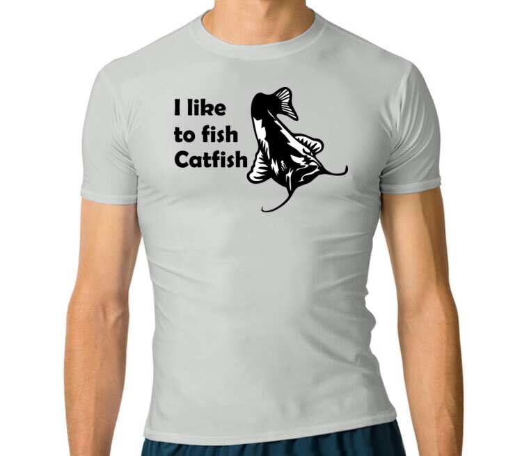 I like to fish Catfish мужская футболка с коротким рукавом стрейч (цвет: серебро)