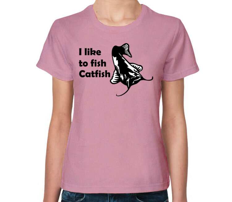 I like to fish Catfish женская футболка с коротким рукавом (цвет: розовый меланж)