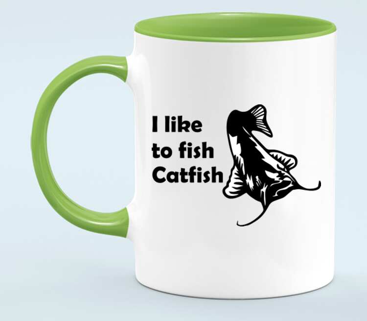 I like to fish Catfish кружка двухцветная (цвет: белый + светло-зеленый)