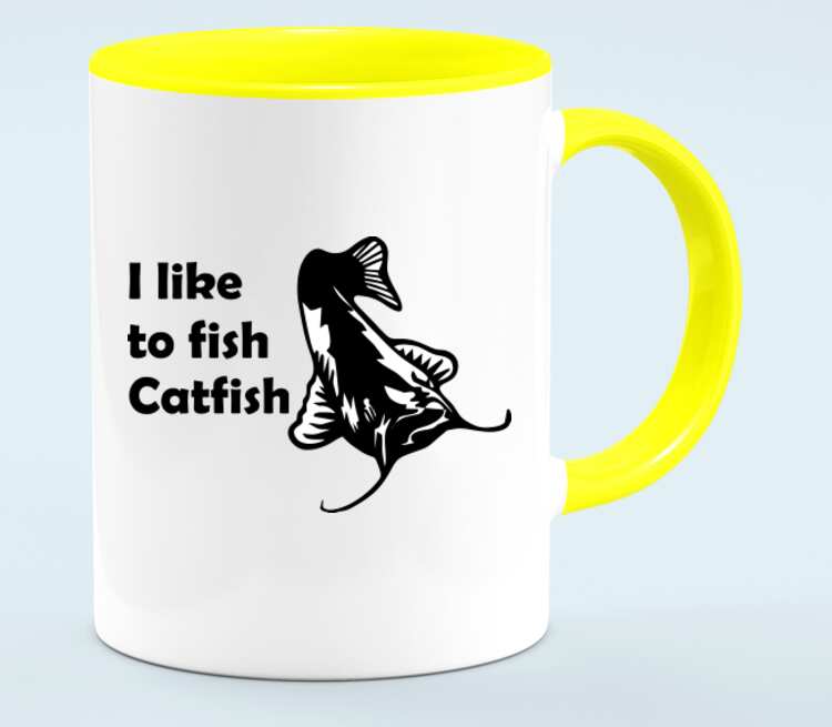 I like to fish Catfish кружка двухцветная (цвет: белый + желтый)