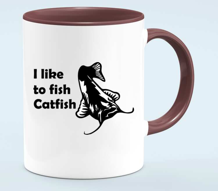 I like to fish Catfish кружка двухцветная (цвет: белый + бордовый)