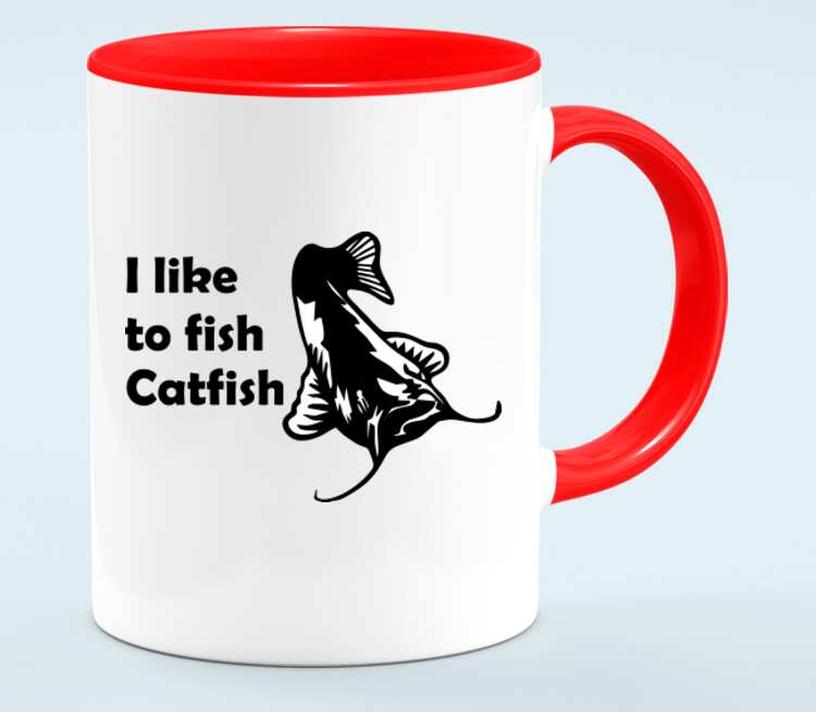 I like to fish Catfish кружка двухцветная (цвет: белый + красный)