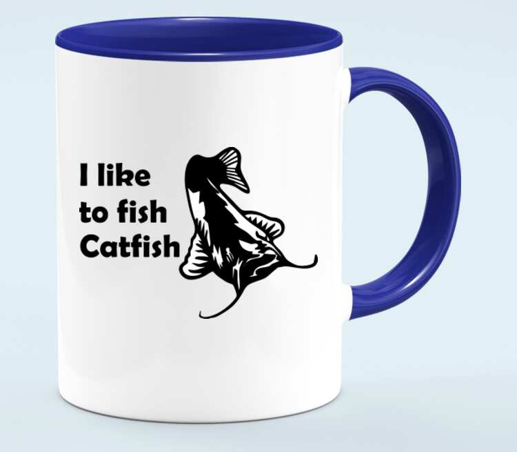 I like to fish Catfish кружка двухцветная (цвет: белый + синий)