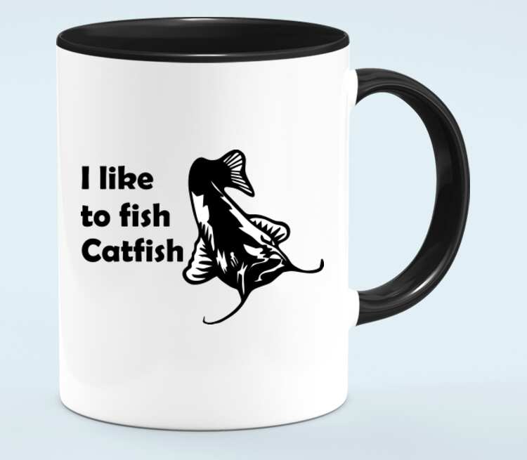 I like to fish Catfish кружка двухцветная (цвет: белый + черный)