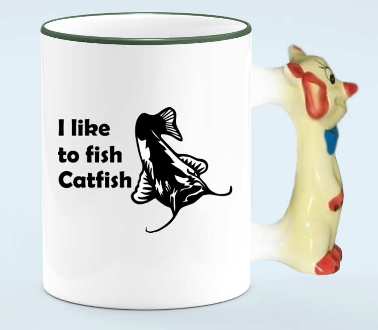 I like to fish Catfish кружка с ручкой в виде лисы (цвет: белый + зеленый)