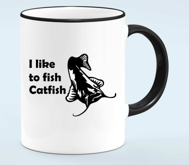 I like to fish Catfish кружка с кантом (цвет: белый + черный)