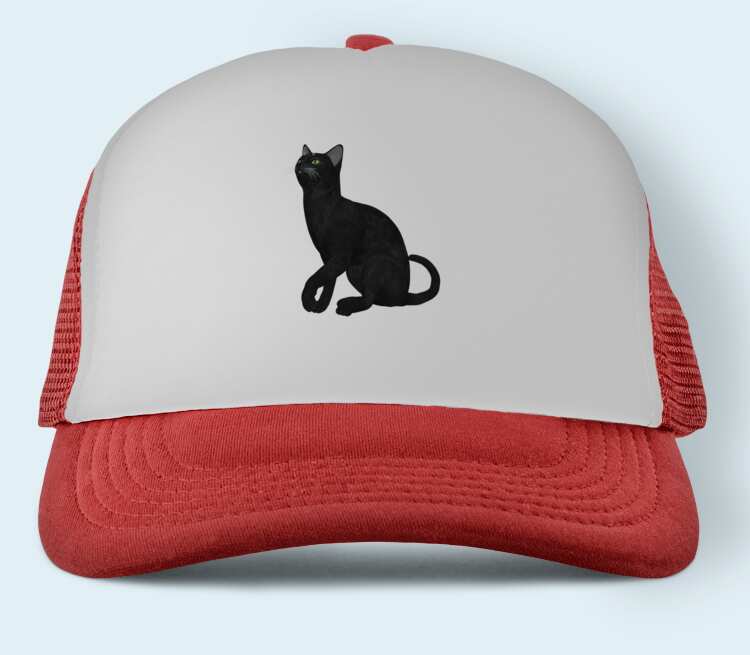 Черная кошка бейсболка (цвет: красный)