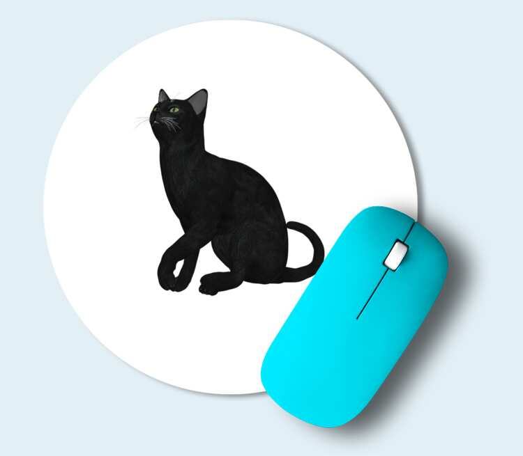 Черная кошка коврик для мыши круглый (цвет: белый)