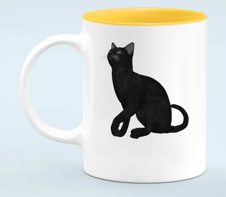 Черная кошка кружка хамелеон двухцветная (цвет: белый + оранжевый)
