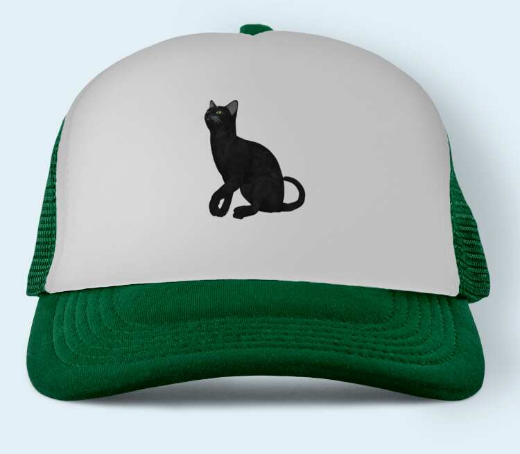 Черная кошка бейсболка (цвет: зеленый)