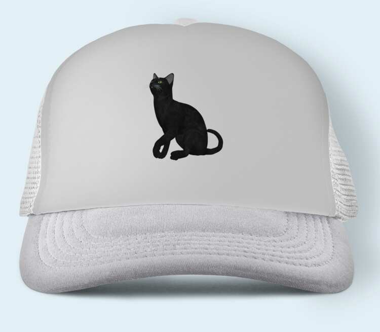 Черная кошка бейсболка (цвет: белый)