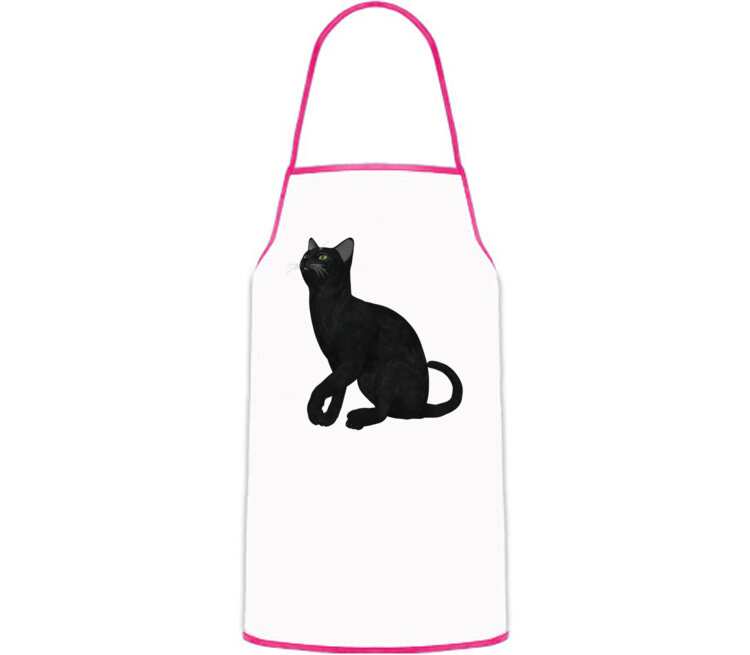 Черная кошка кухонный фартук (цвет: белый + красный)