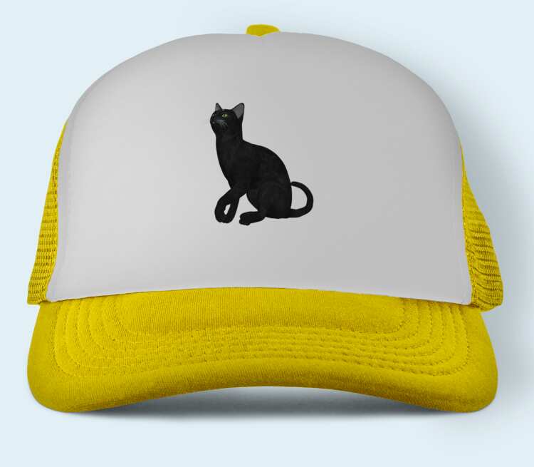 Черная кошка бейсболка (цвет: желтый)