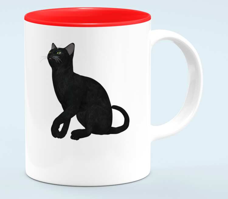 Черная кошка кружка хамелеон двухцветная (цвет: белый + красный)