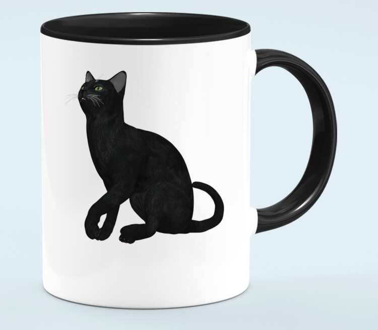 Черная кошка кружка двухцветная (цвет: белый + черный)