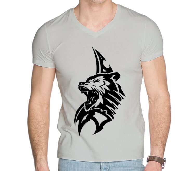 Bear мужская футболка с коротким рукавом v-ворот (цвет: серебро)