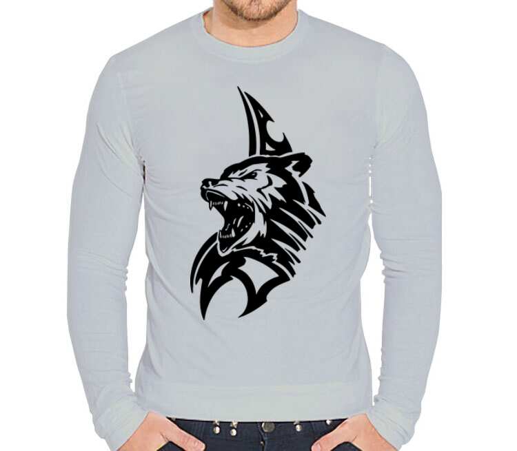 Bear мужская футболка с длинным рукавом стрейч (цвет: серебро)