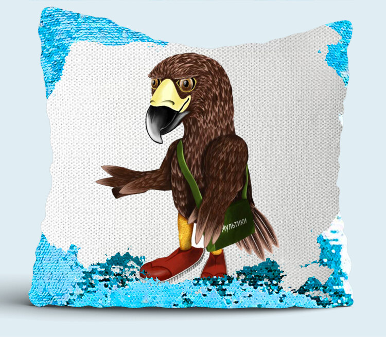 Орел подушка с пайетками (цвет: белый + синий)