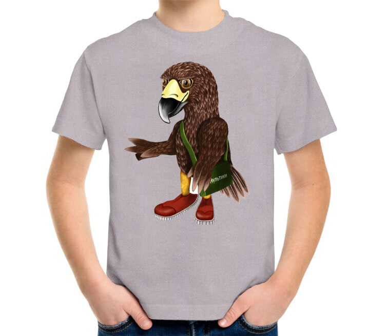 Орел детская футболка с коротким рукавом (цвет: серый меланж)