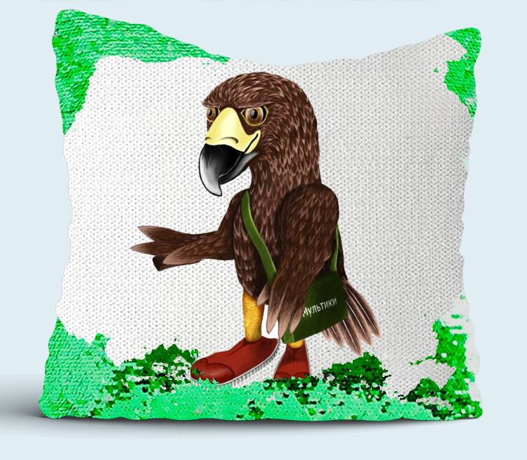 Орел подушка с пайетками (цвет: белый + зеленый)