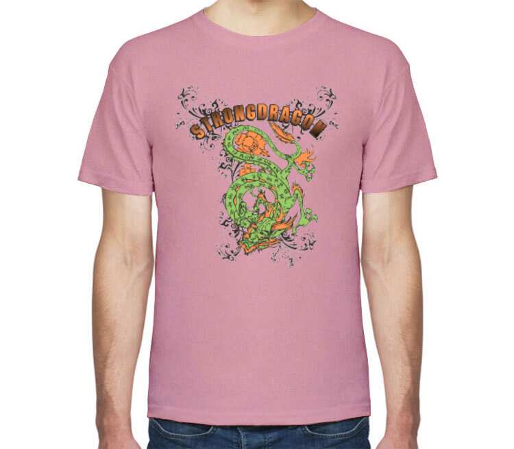 Strong Dragon мужская футболка с коротким рукавом (цвет: розовый меланж)