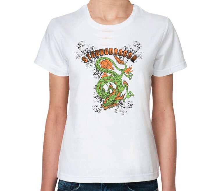 Strong Dragon женская футболка с коротким рукавом (цвет: белый)